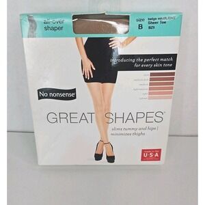 No Nonsense Great Shapes Pantyhose All Over Shaper Size B Beige Mist Sheer